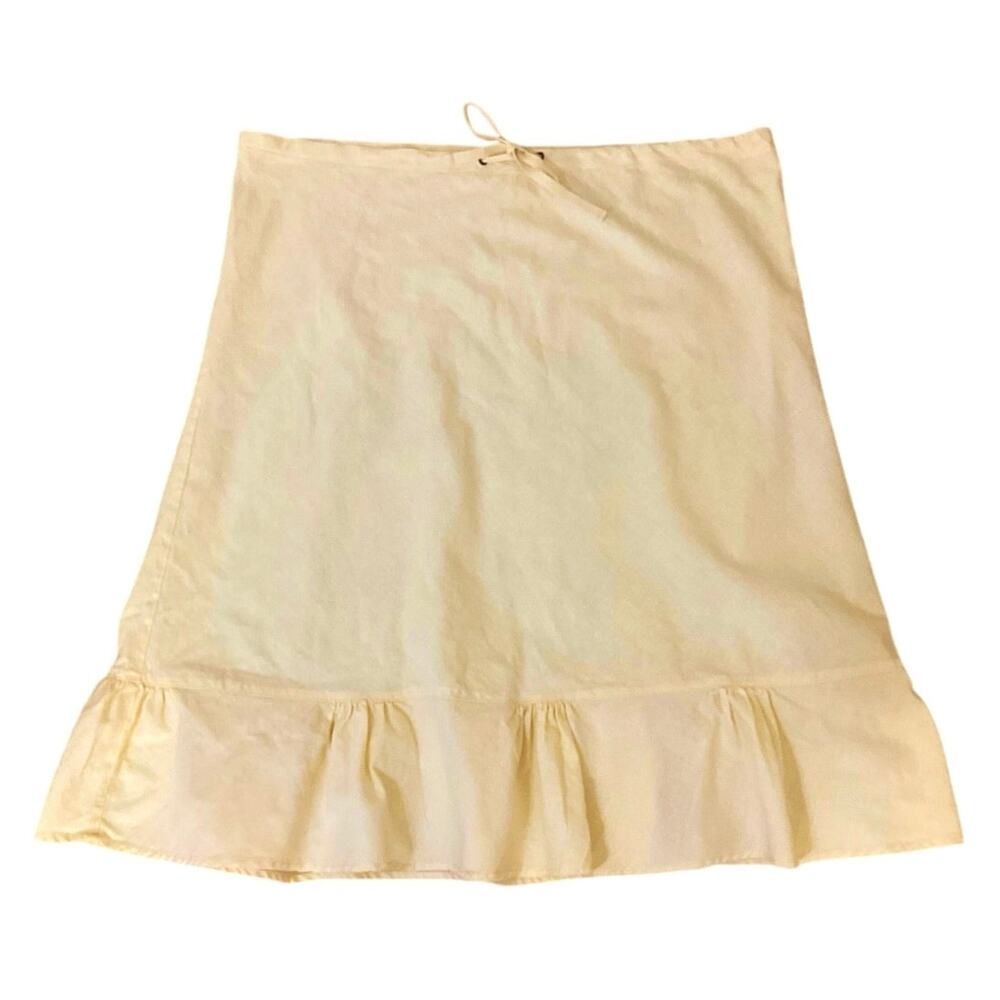 J Crew Skirt Womens M Light Yellow Linen Cotton Pull On Ruffle Hem A Line - Picture 2 of 7